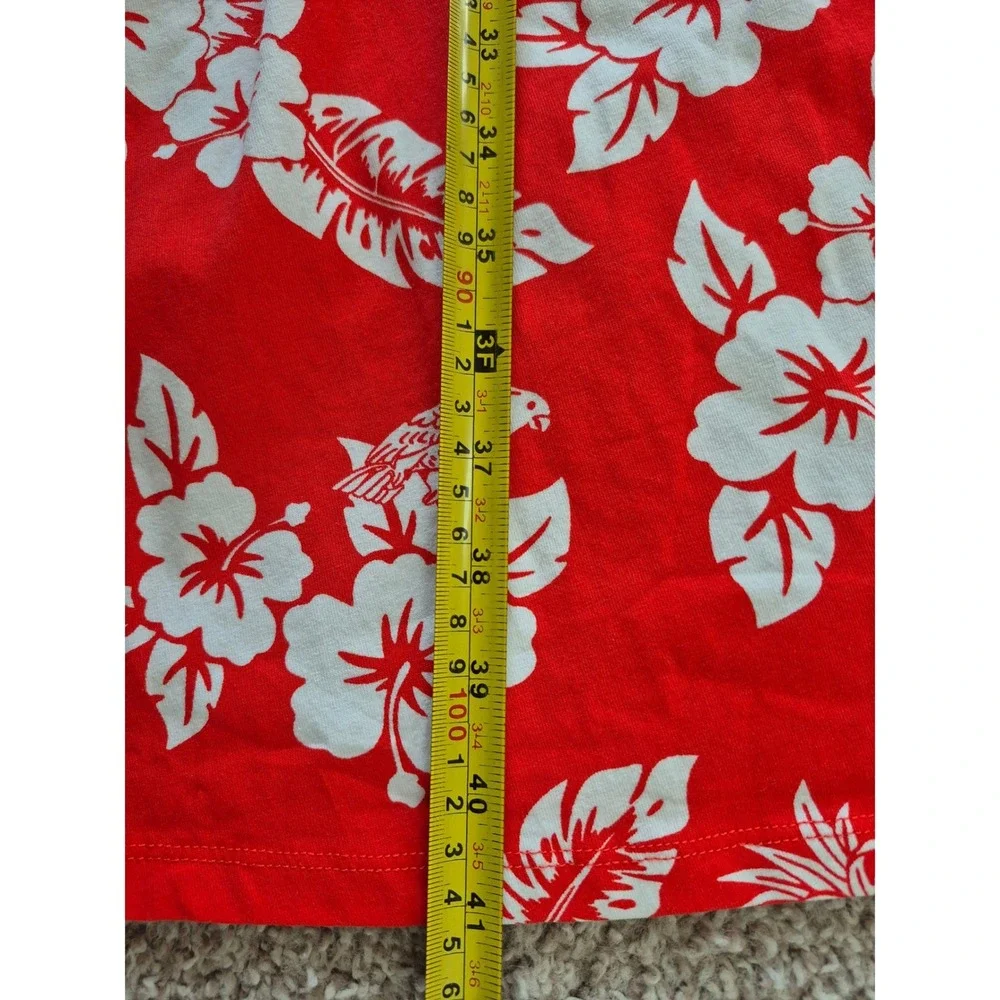 Land's End Red White‎ Tropical Floral Side Tie V-Neck Dress Size 2X